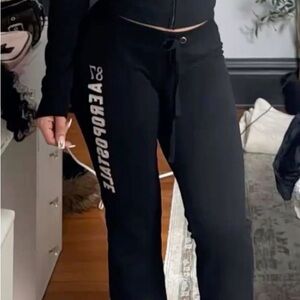 Aeropostale Black Side-Logo Jogger Pants